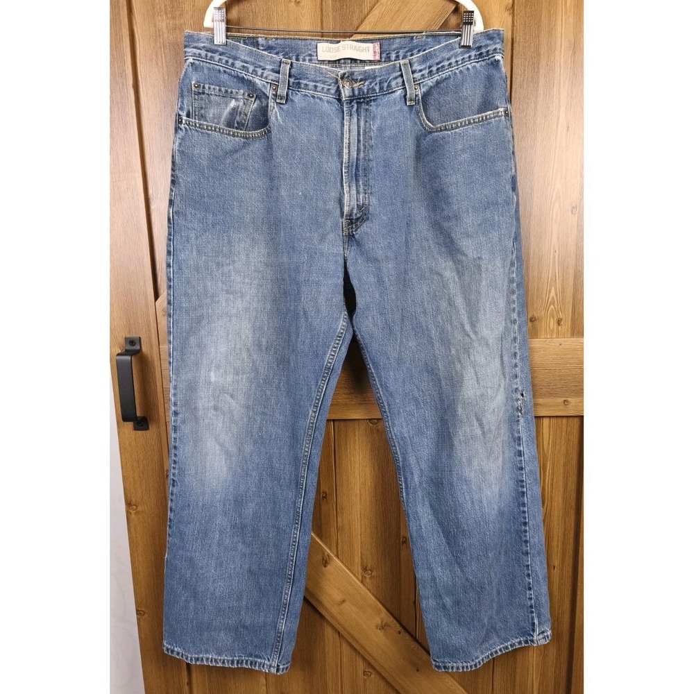 Levis 569 Jeans Mens 38x30 Blue Loose Straight Baggy Fit Dark Denim Y2K